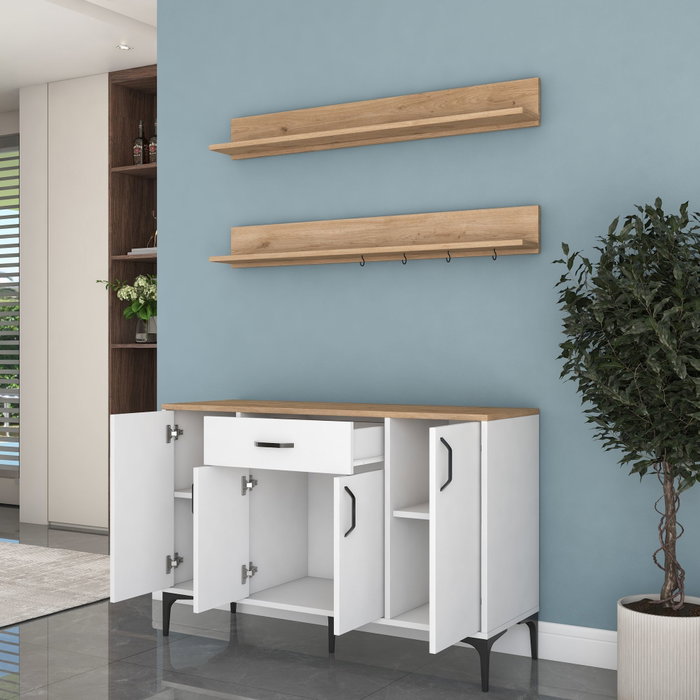 Hanah Home Armario Multiusos JE233 - 4697 Blanco y Nogal Hanah Home Armario Multiusos JE233 - 4697 Blanco y Nogal